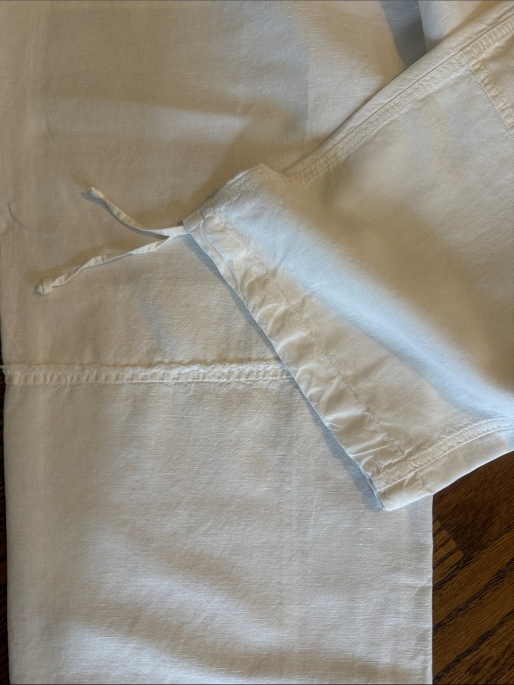 Zara White Drawstring Cargo-Style Joggers Linen and Cotton - Picture 9 of 12